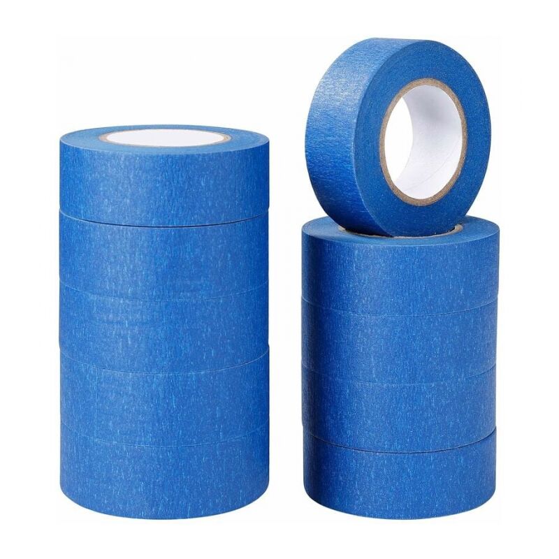 foto del prodotto nastro adesivo blu per pittura e decorazione, per etichette, verniciatura a spruzzo, pittori, artigianato, 10 rotoli da 25 mm 20 m