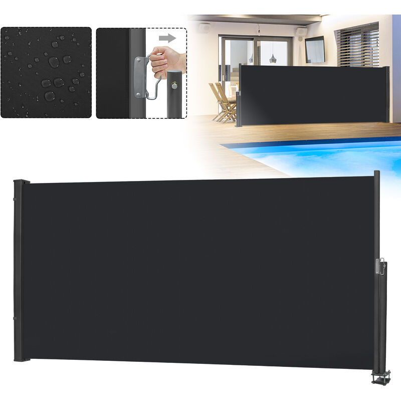 foto del prodotto pannelli divisori tenda da sole allungabile, 120 x 300 cm, protezione solare per balcone, terrazza, giardino, esterno, antracite hengmei