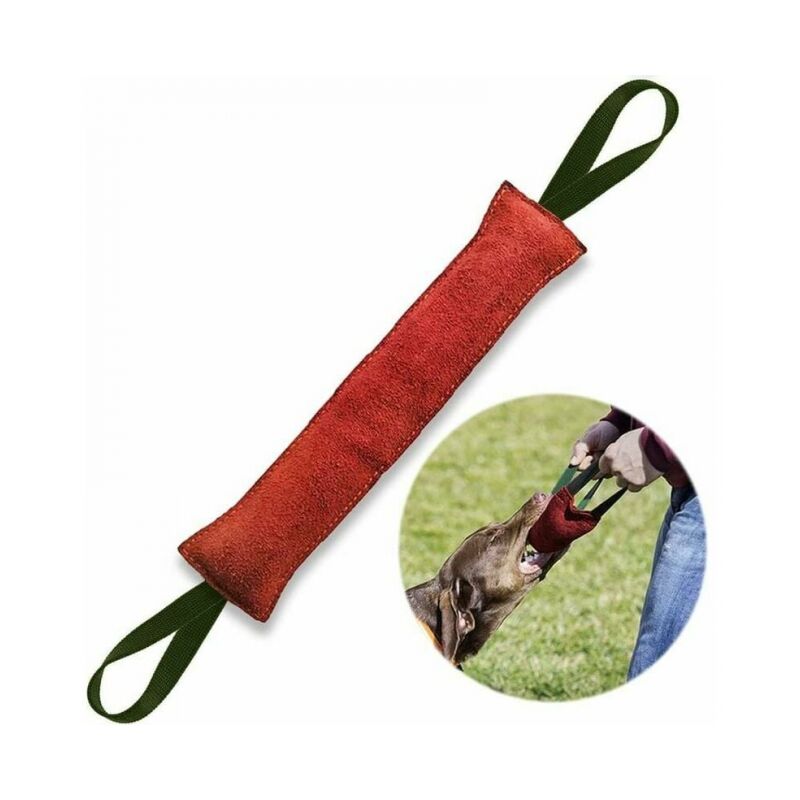 foto del prodotto budino per cani indistruttibile da 40 cm con 2 manici, giocattolo per cani con manichetta antincendio, budino da morso extra forte.