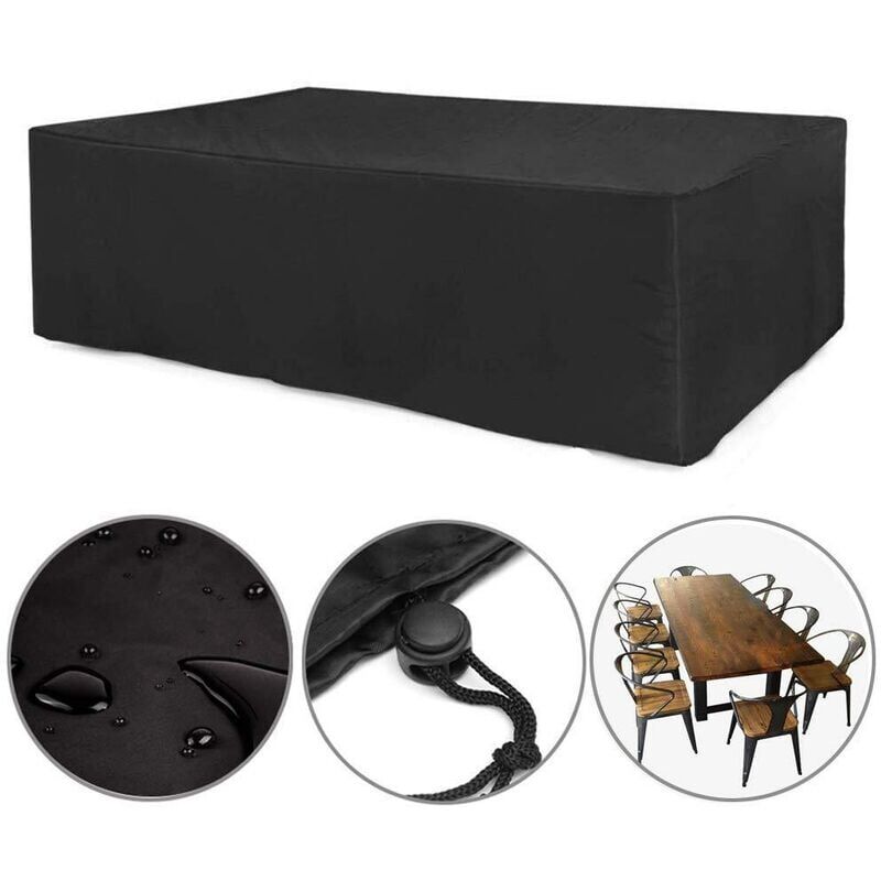 foto del prodotto copertura per tavolo da giardino rettangolare copertura per mobili da giardino impermeabile 180x150x80 cm, copertura protettiva anti uv 210d