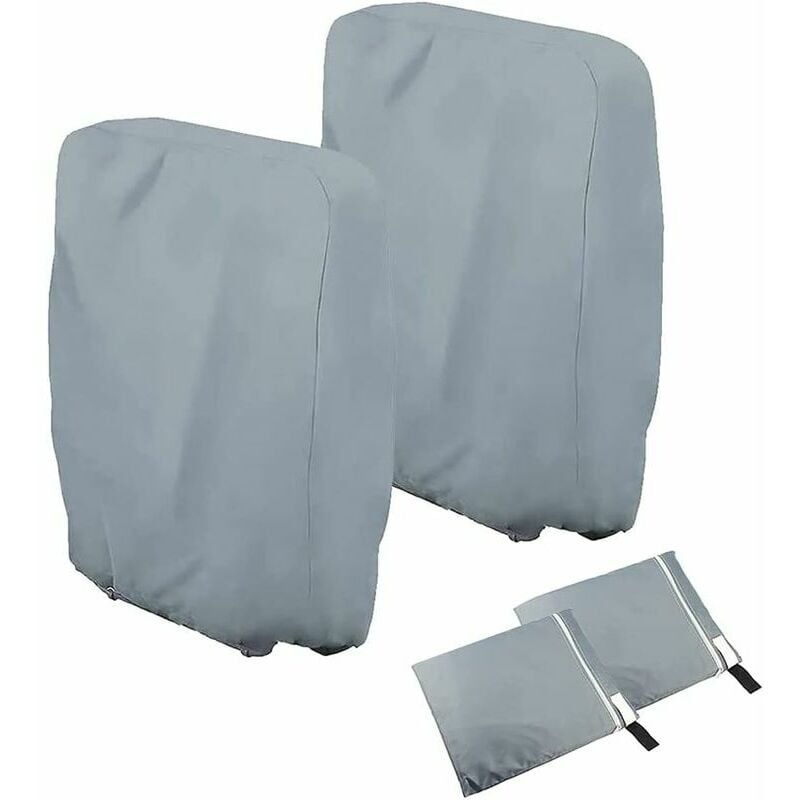 foto del prodotto confezione da 2 coprisedie pieghevoli, coprisedie da giardino, antivento, anti uv, impermeabili grigio 