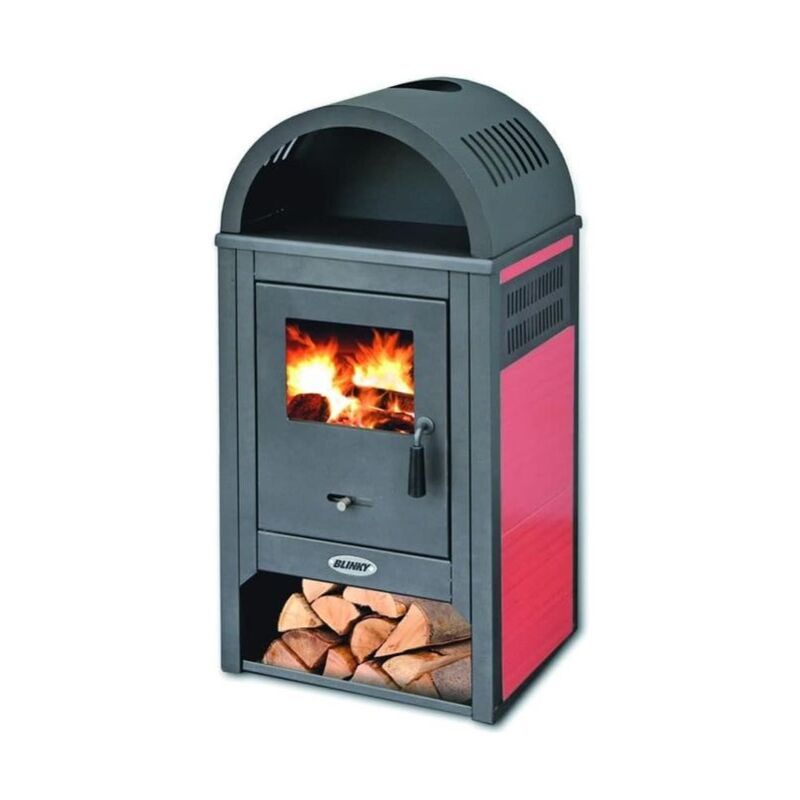 foto del prodotto prity stufa acciaio vienna s fianchi ceramica rosso