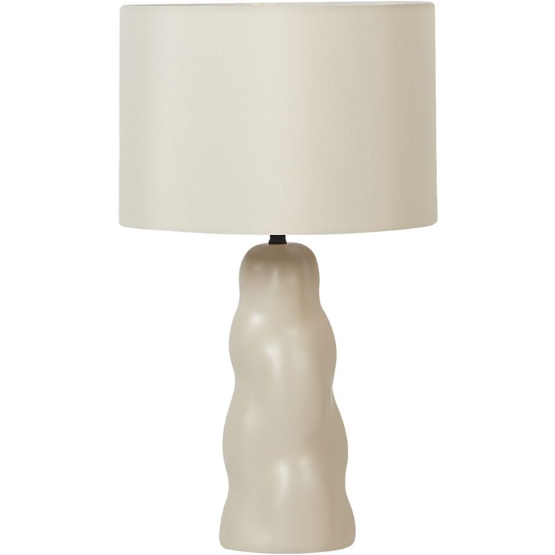 foto del prodotto beliani lampada da tavolo in ceramica con paralume a tamburo beige beige vilar