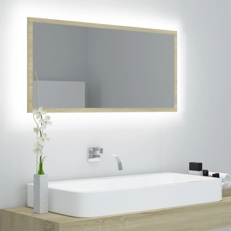 foto del prodotto furniture limited specchio da bagno led rovere sonoma 90x8,5x37