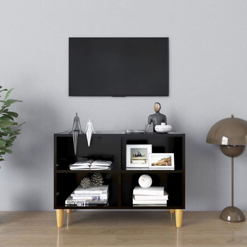 foto del prodotto vidaxl furniture limited mobile tv con gambe in legno massello nero