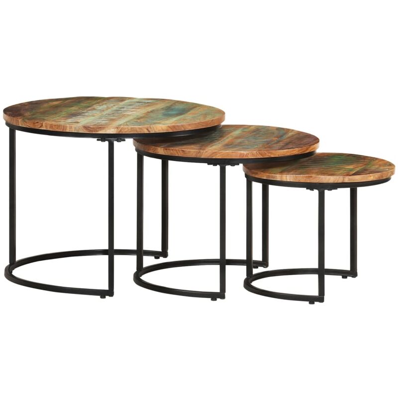 foto del prodotto maison chic furniture limited tavolini impilabili 3 pz in legno massello di