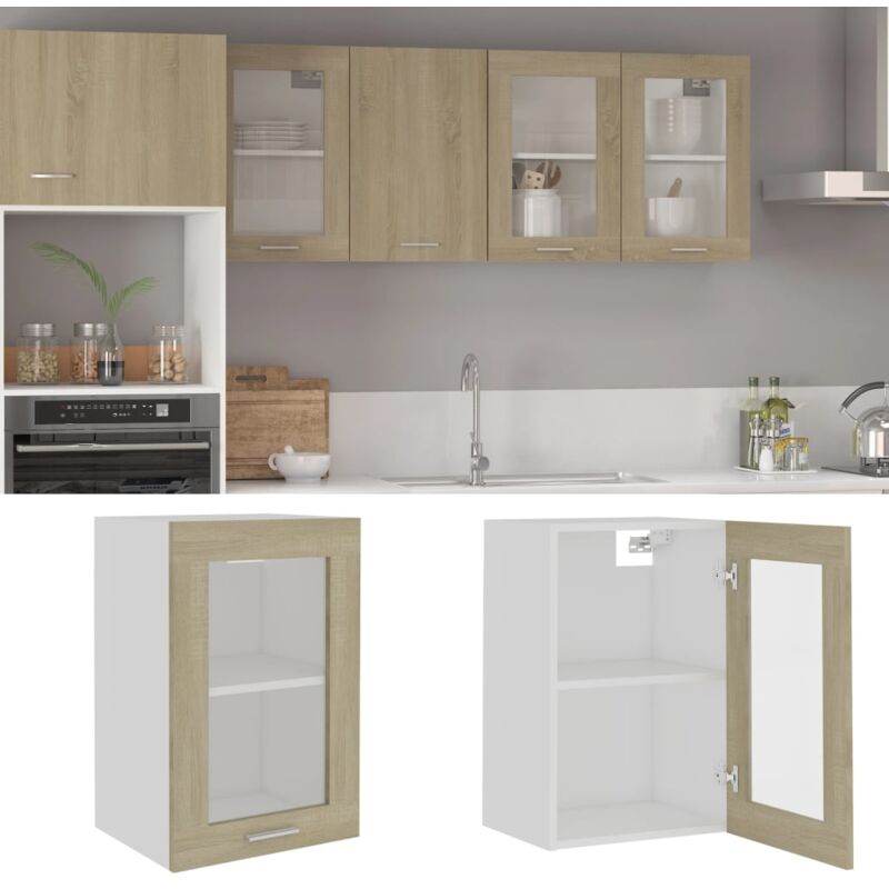 foto del prodotto furniture limited mobile pensile con vetro lyon rovere sonoma