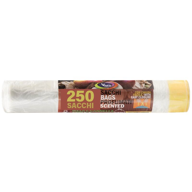 foto del prodotto vapa set 25 sacchi pattumiera 70x110 cm profumati 10 pz ciascuno mela e cannella