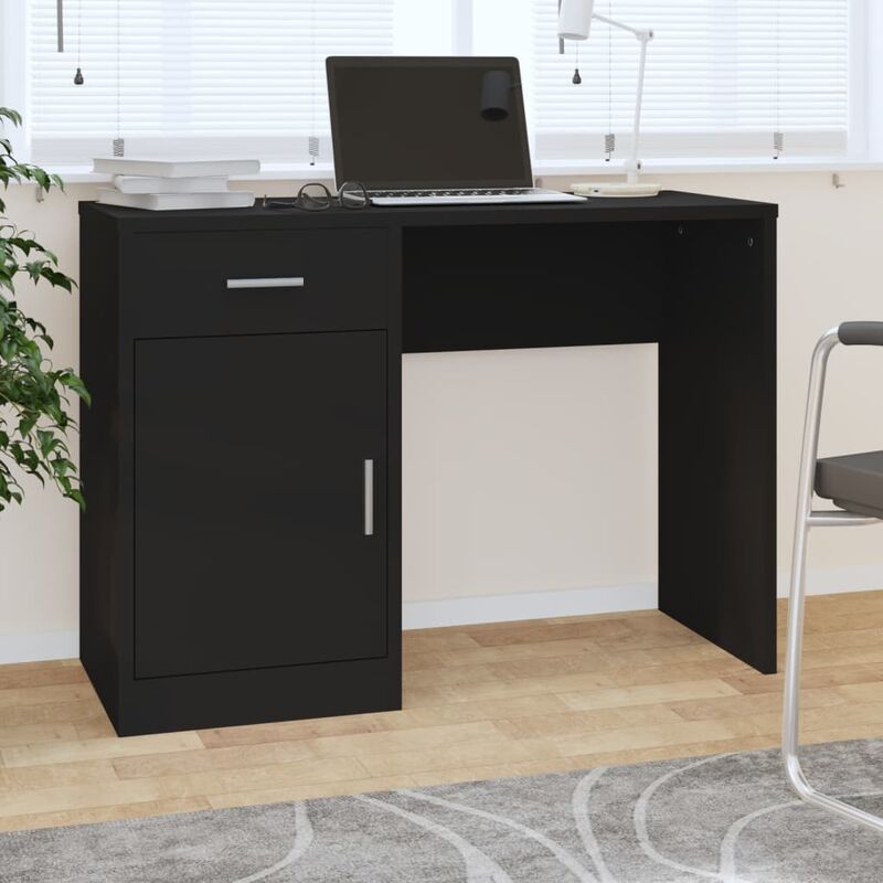 foto del prodotto furniture limited scrivania cassetto nero 100x40x73cm legno