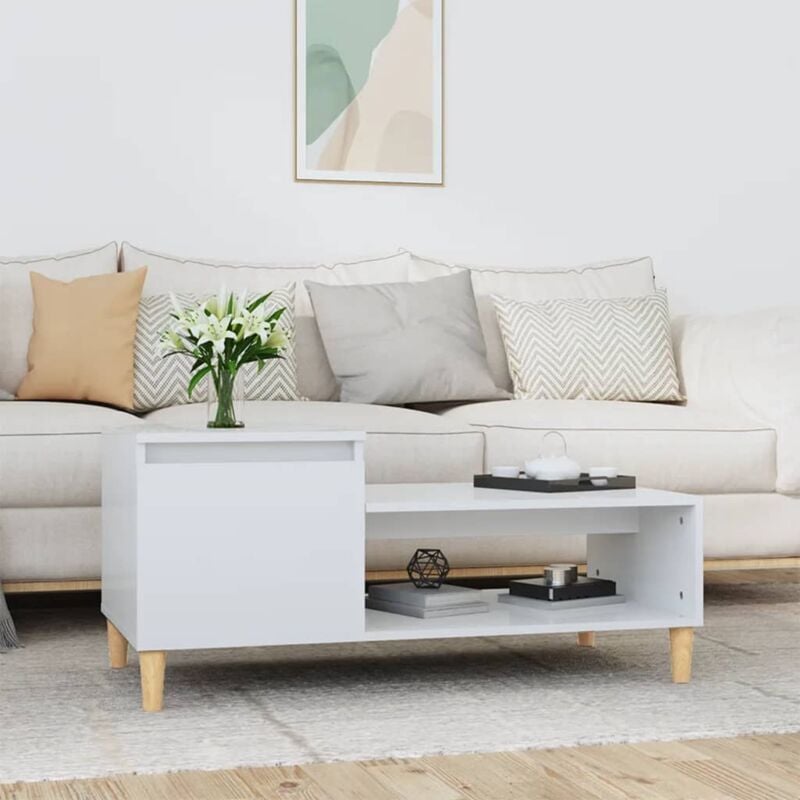 foto del prodotto furniture limited tavolino da salotto bianco lucido 100x50x45cm
