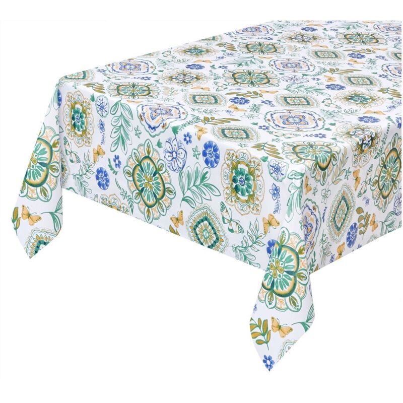 foto del prodotto emmevi mv s.p.a. tovaglia cucina antimacchia cerata country chic maioliche copritavolo floreale moderno 120x120 cm