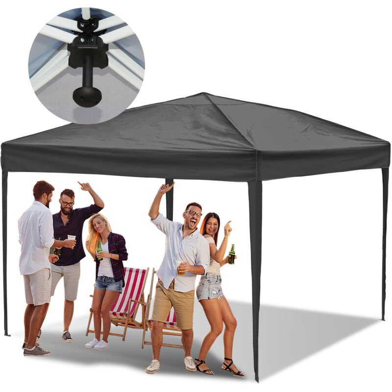 foto del prodotto tenda pieghevole per feste pergolato da giardino tenda pieghevole protezione uv per esterni, campeggio senza pannelli laterali 3x3m grigio swanew