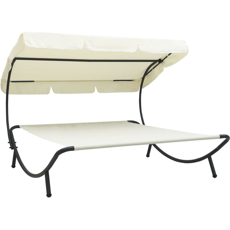 foto del prodotto furniture limited lettino da esterno con baldacchino bianco