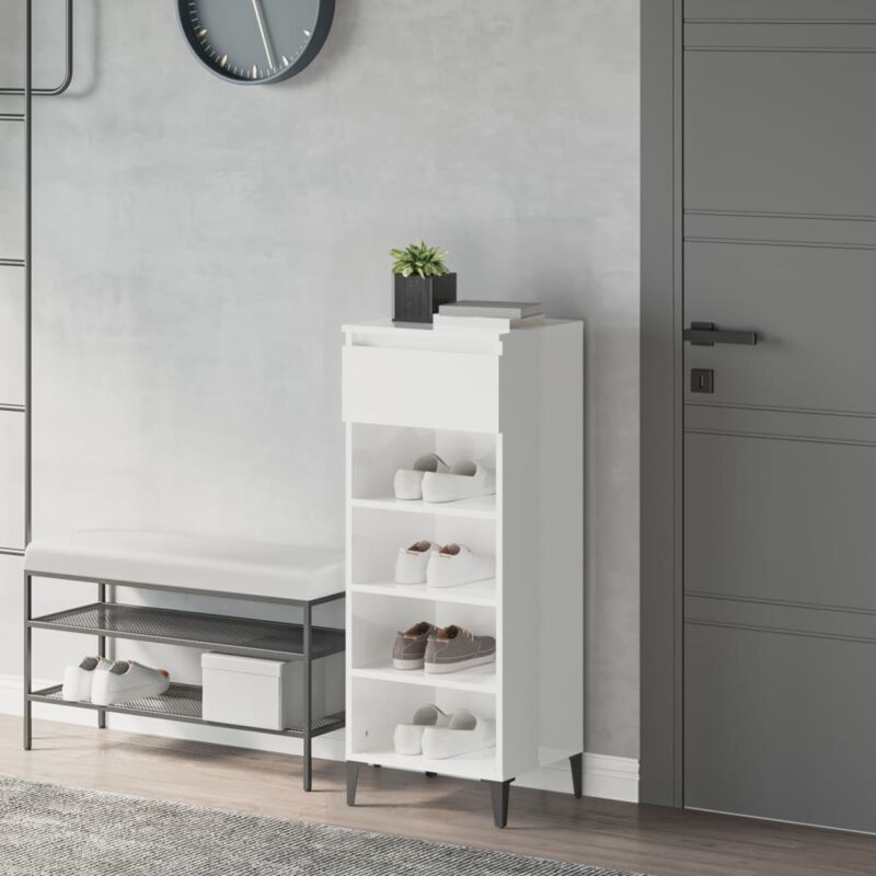 foto del prodotto furniture limited scarpiera bianco lucido 40x36x105 cm in legno