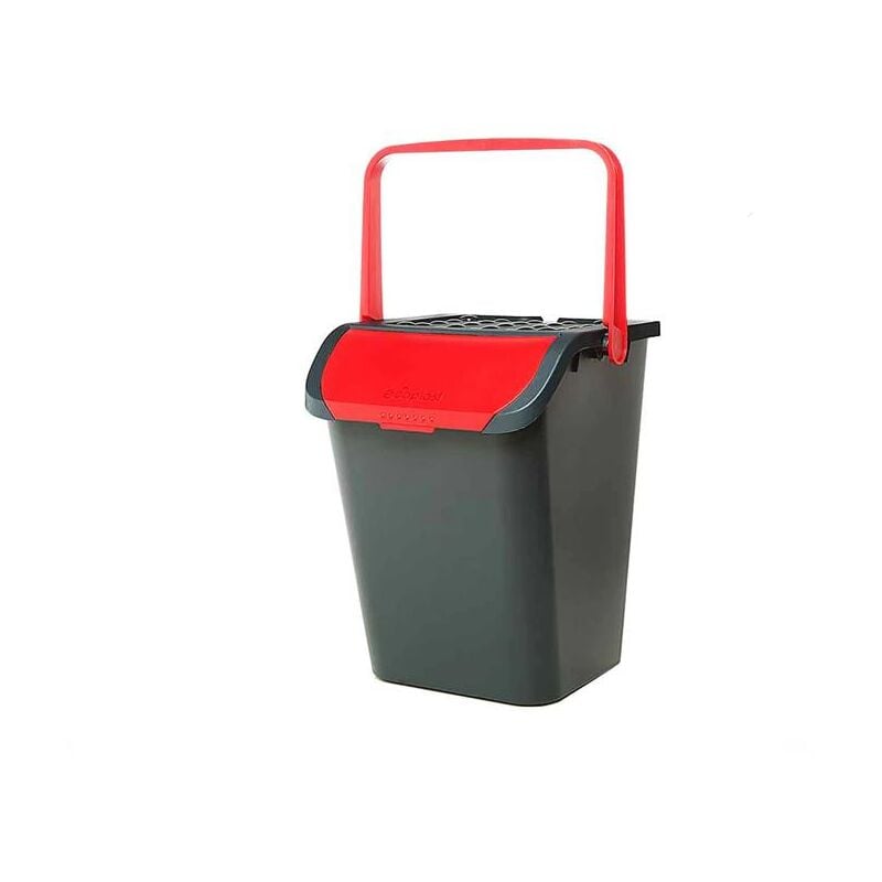 foto del prodotto pattumiera ecologic 35 litri con manico e sportello rossa