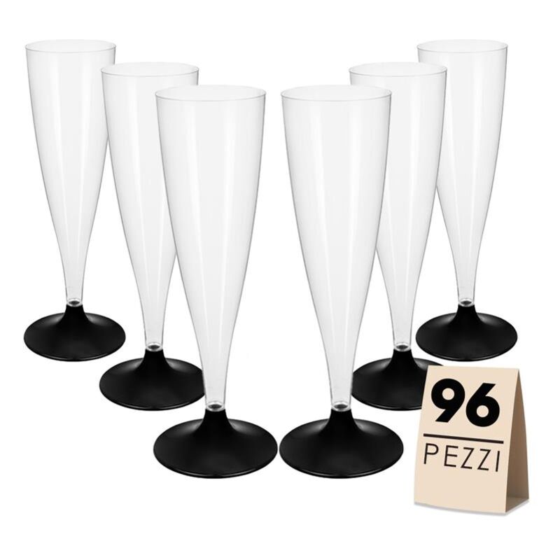 immagine 0 del prodotto flute set 96 pz con base nera in confezione da 6 pezzi l una realizzati in plastica