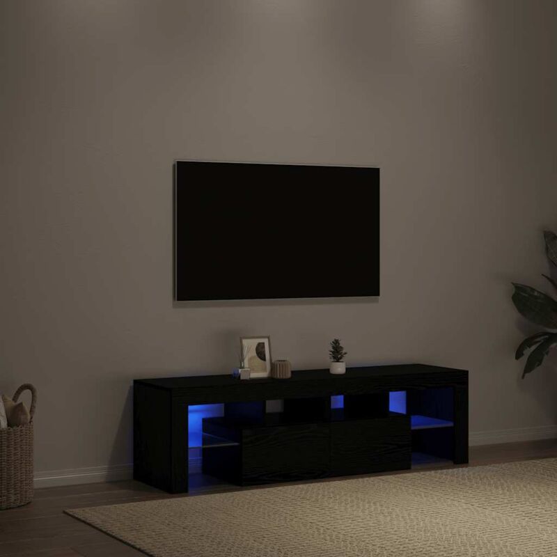 foto del prodotto vidaxl mobile porta tv con led rovere nero 140x36,5x40 cm truciolato
