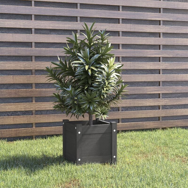 foto del prodotto furniture limited fioriera da giardino grigia 31x31x31 cm legno