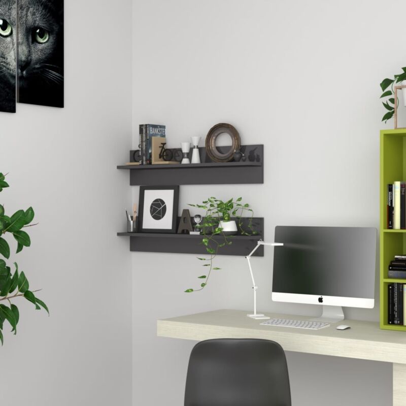 foto del prodotto furniture limited mensole parete 2pz grigio lucido 80x11,5x18cm
