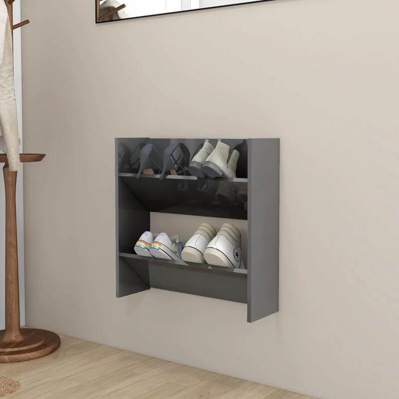 foto del prodotto furniture limited scarpiera a muro grigio lucido 60x18x60 cm in