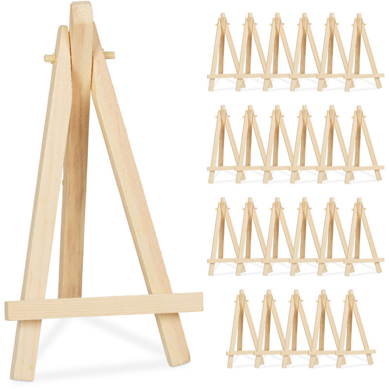 foto del prodotto relaxdays supporti segnaposto legno, set da 24 mini cavalletti portafoto, portamen da tavolo, per matrimonio, naturale
