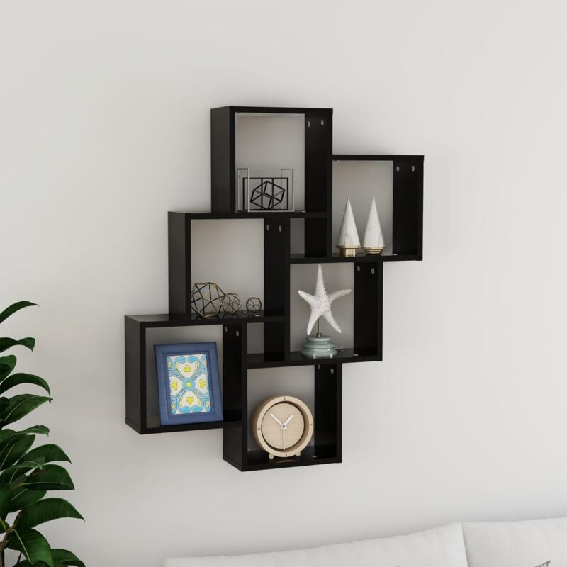 foto del prodotto furniture limited mensola da parete a cubo nera 78x15x93 cm in
