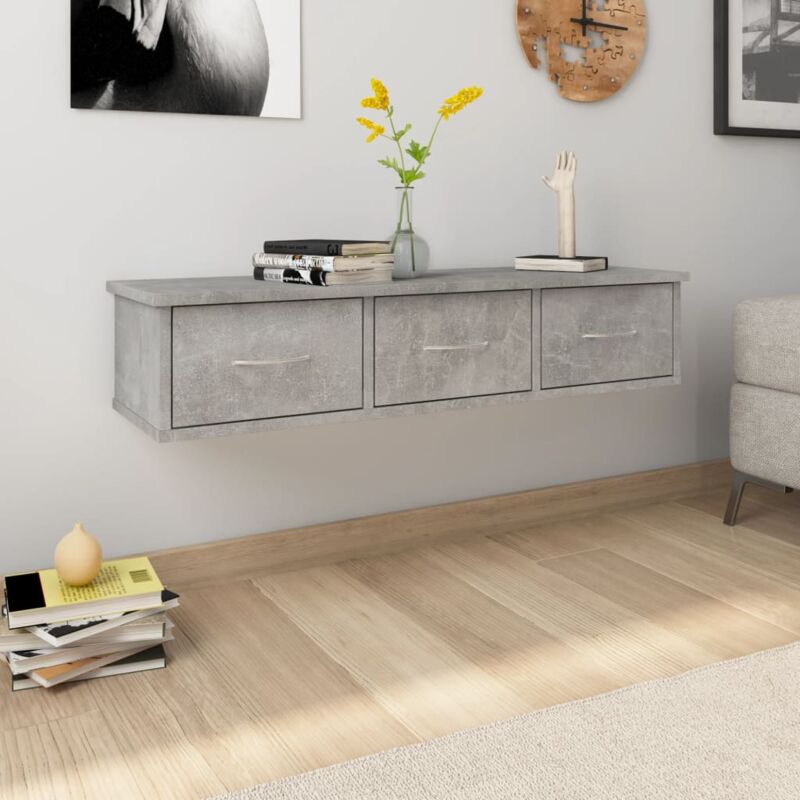 foto del prodotto furniture limited scaffale cassetti parete grigio cemento
