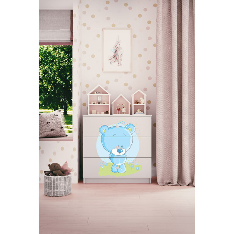 foto del prodotto les tendances cassettiera a 3 cassetti kocot kids babydream blue bear bianco