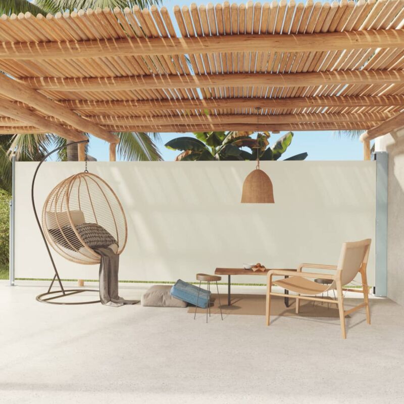 foto del prodotto tenda da sole laterale,tenda parasole,frangivista terrazzo giardino,tende da esterno retrattile per patio 180x600 cm crema xzz763215 bonnevie
