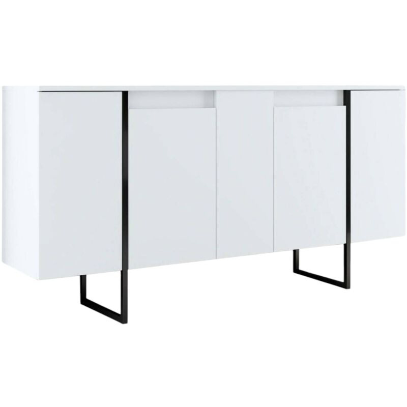 foto del prodotto dmora credenza betel, buffet da soggiorno, madia da salotto, dispensa da cucina, 160x35h80 cm, bianco e nero, con imballo rinforzato, con imballo