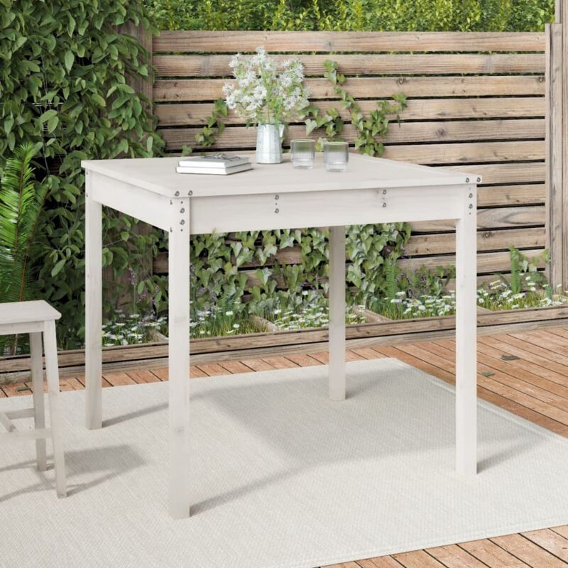 foto del prodotto tavolo da giardino bianco 82,5x82,5x76cm legno massello di pino vidaxl
