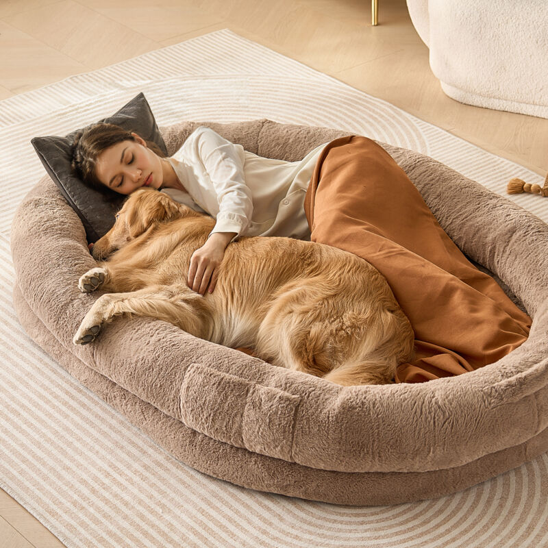 foto del prodotto cuccia per cani animali domestici, 1825x1220x254 mm, cuccia grande per cani di taglia grande, rivestimento in pelliccia sintetica lavabile, schiuma a