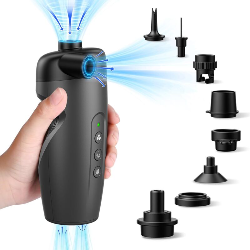 foto del prodotto pompa elettrica sup per gonfiabili, pompa ricaricabile da 20 psi con batteria da 3000 mah, pompa per materassini gonfiabili per piscina gonfiabile,