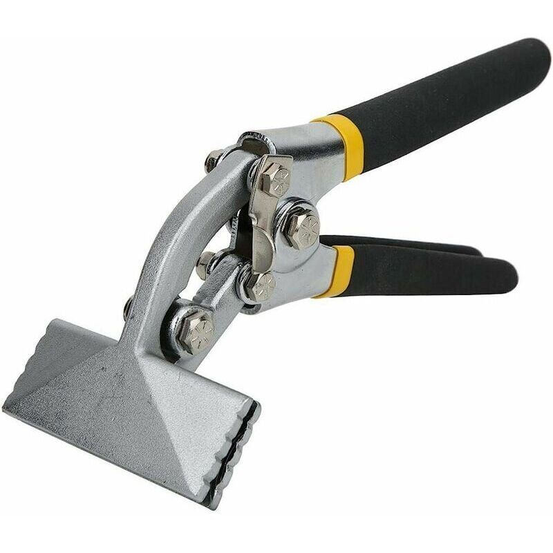 foto del prodotto pinza piegatrice per lamiera, utensile manuale per piegatura lamiera, pinza crimpatrice con impugnatura antiscivolo, pinza piegatrice dritta, pinza