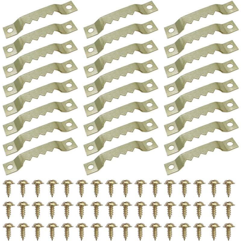 foto del prodotto 30 pezzi ganci per cornici da parete, ganci per cornici per foto, ganci per appendere a dente di sega, elementi di fissaggio per cornici, clip per