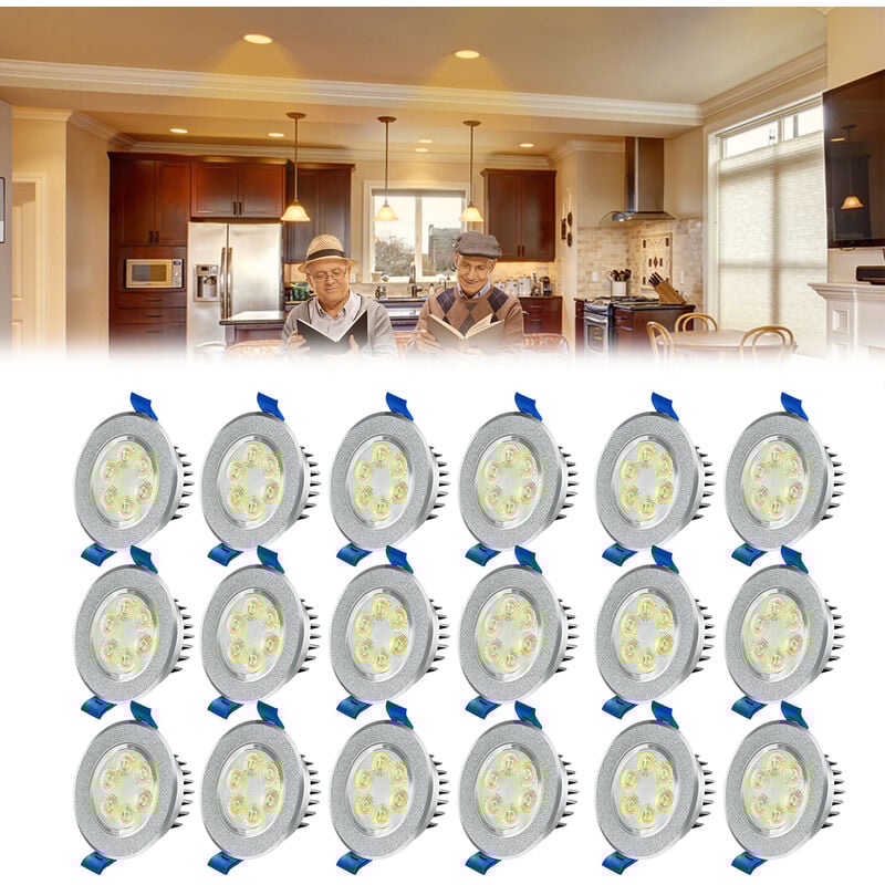 foto del prodotto faretti da incasso per bagno faretti led da incasso 3w luci da incasso piatto led plafoniere faretto a led da incasso 20x3w, bianco caldo hengmei
