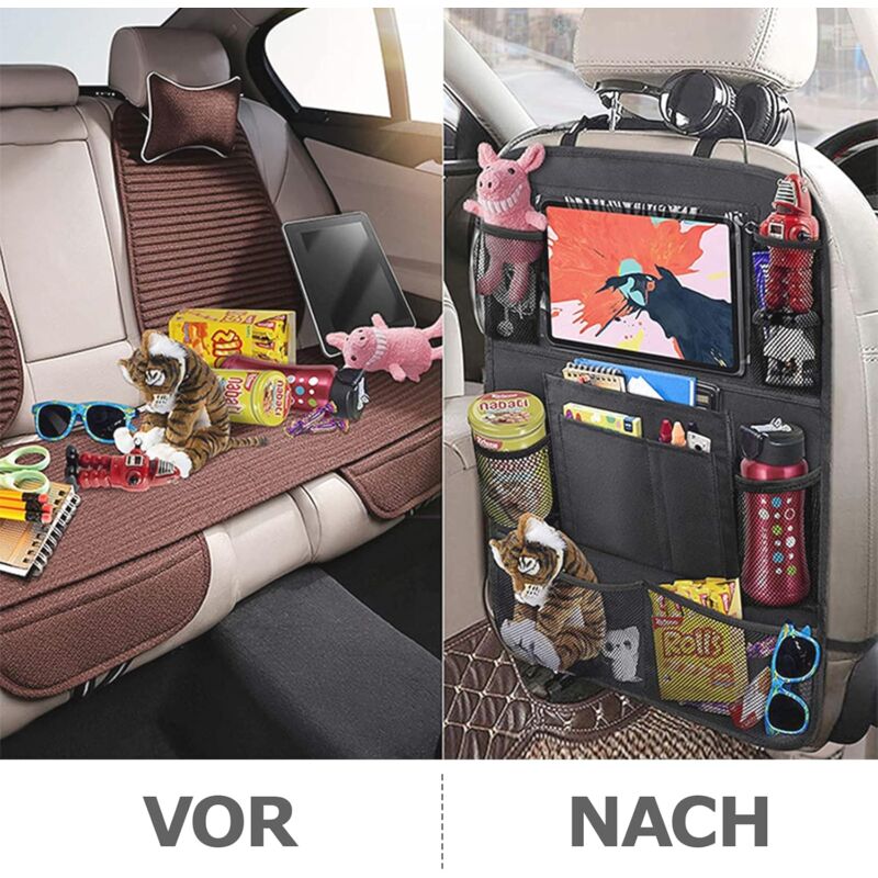 immagine 0 del prodotto 2 pezzi di stoccaggio per auto, accessorio per interni auto, supporto per tablet trasparente, 10 tasche, nero