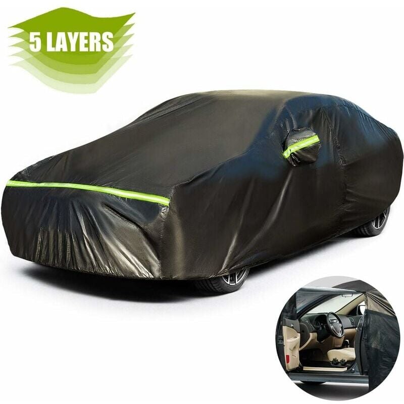 foto del prodotto copriauto copriauto impermeabile oxford per berlina con apertura laterale per cabina, cotone traspirante, anti uv neve polvere, nero