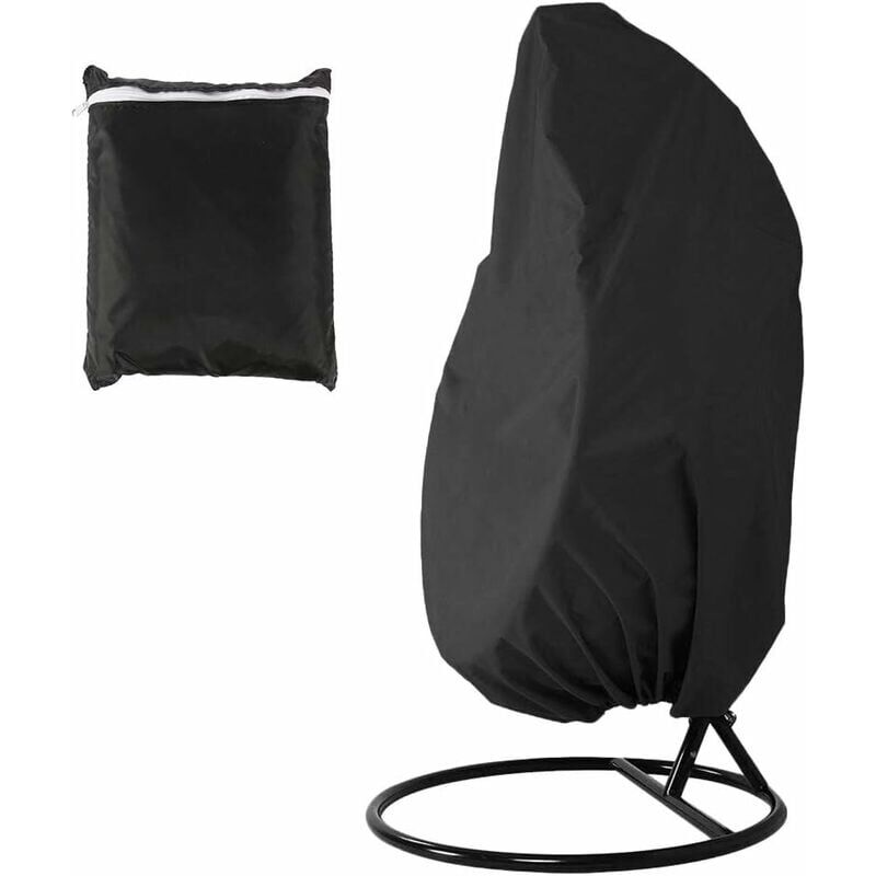 foto del prodotto copertura per sedia sospesa 190 x115 cm, sedia a uovo, impermeabile, antipolvere, anti uv, copertura per sedia sospesa, giardino esterno nero 