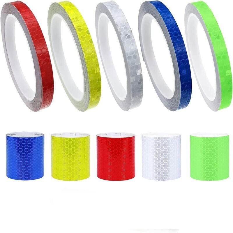 foto del prodotto rotoli di nastro adesivo riflettente, nastro riflettente impermeabile per auto, moto, casco, segnaletica stradale di sicurezza notturna 2 misure 1