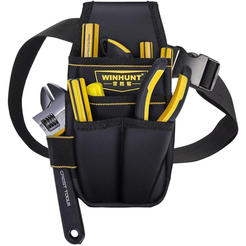 foto del prodotto portautensili, portautensili con anello porta martello, cinturino in nylon antistrappo, 15 tasche, 12,5x6x23,5cm, portautensili, per elettricista,