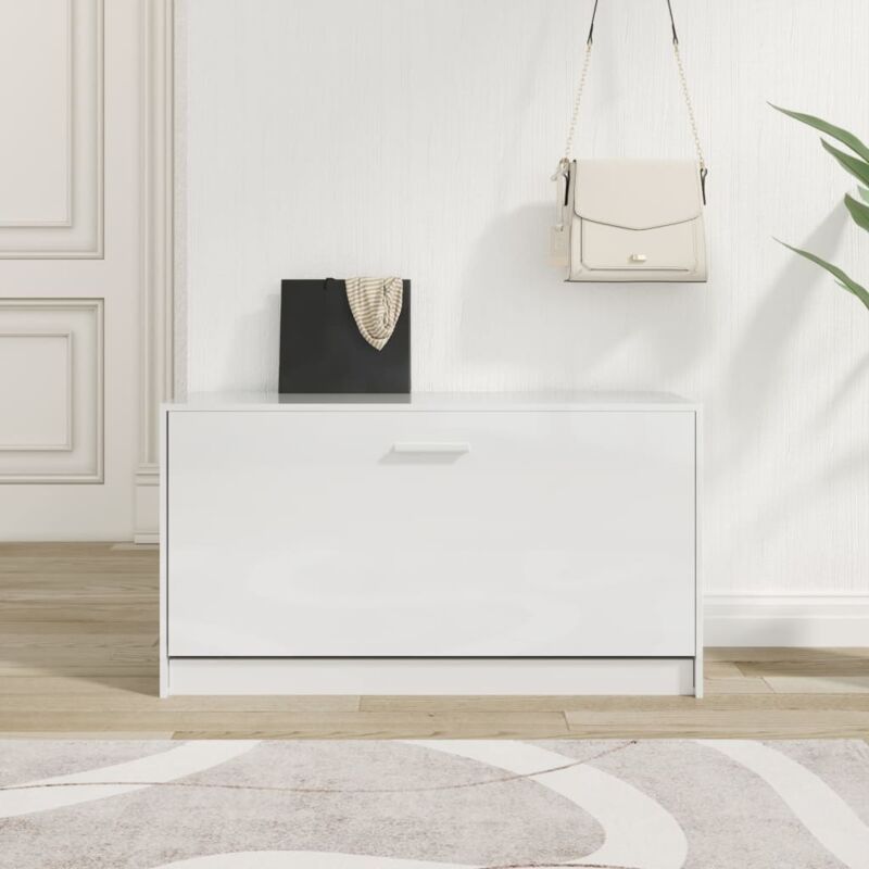 foto del prodotto furniture limited panca porta scarpe bianco lucido 80x24x45 cm