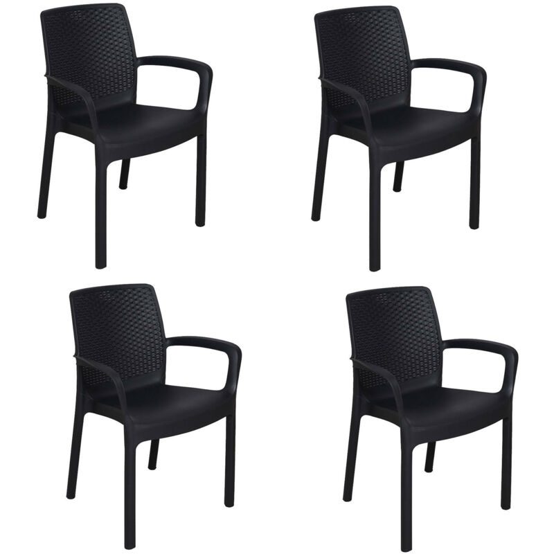 foto del prodotto sedia da esterno anacleto, sedute da giardino, sedia per tavolo da pranzo, poltrona outdoor effetto rattan, 100 made in italy, 54x60h82 cm,