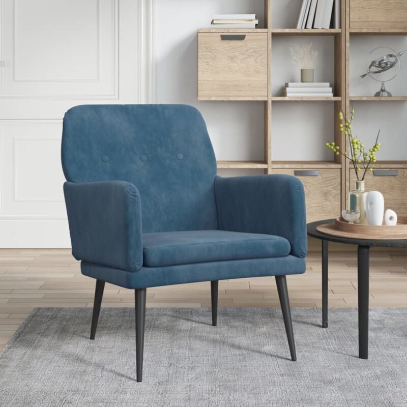 foto del prodotto vidaxl poltrona blu 62x79x79 cm velluto