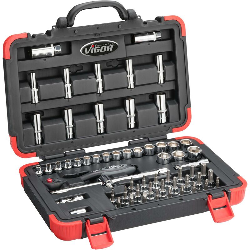 immagine 0 del prodotto vigor socket set v2305n attacco quadro, cavo, 3 8 di pollice 10 mm profilo esagonale esterno, profilo interno torx , profilo esagonale