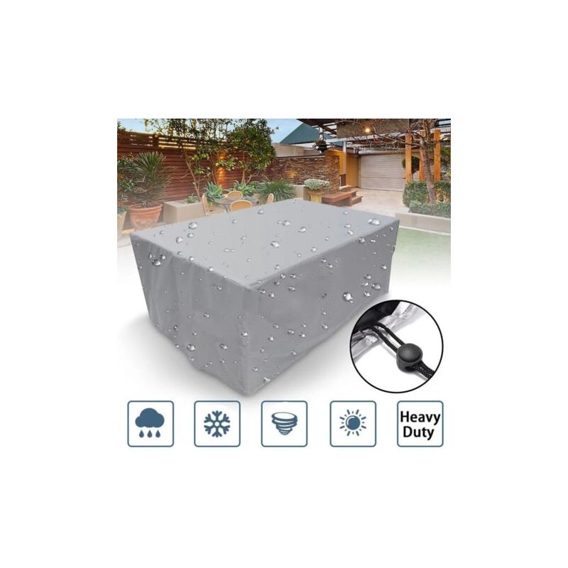 foto del prodotto aiperq copertura per mobili da giardino rettangolare, in poliestere, impermeabile, antipolvere, protezione uv, per sedia o tavolo da giardino