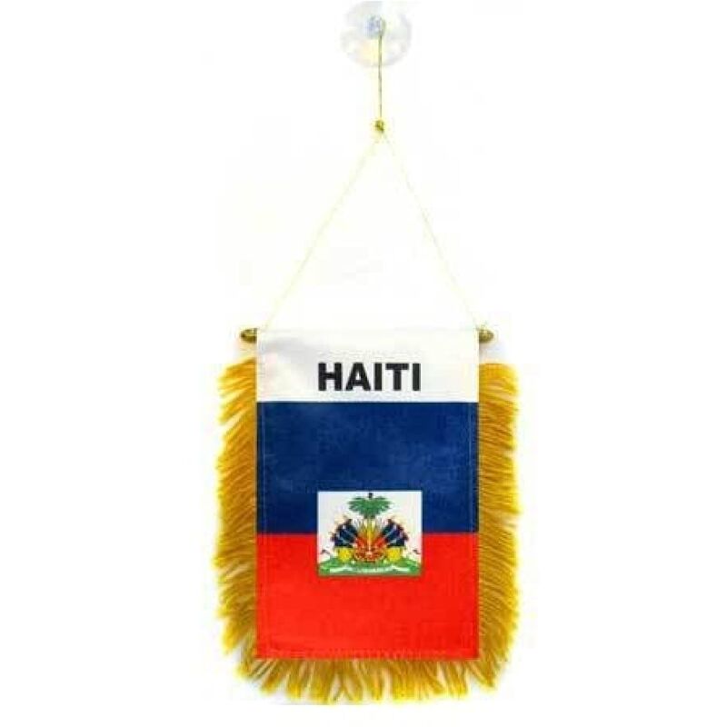 foto del prodotto az flag gagliardetto haiti 15x10cm con ventosa bandierina per auto haitiana 10 x 15 cm