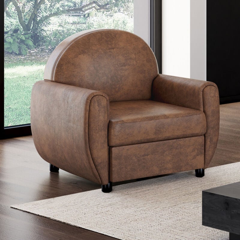 foto del prodotto idmarket poltrona club vintage gaston, marrone scuro con effetto anticato