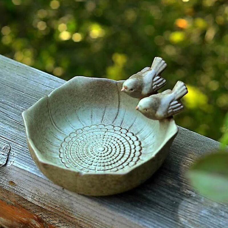 foto del prodotto mangiatoia per uccelli in ceramica, vasca per bere, mangiatoia, ornamenti per decorazioni da giardino