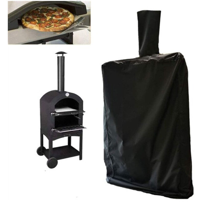 foto del prodotto aiperq copertura per forno per pizza da esterno copertura protettiva per forno da giardino con coulisse, impermeabile e antipolvere, oxford nero,